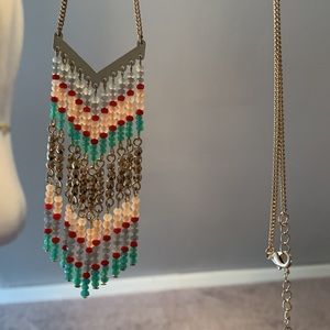 Long chevron beaded necklace